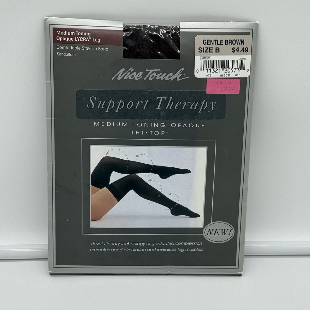 Nice Touch Support Therapy Med Toning‎ Opaque Lycra Leg Brown Size B Thi- High
